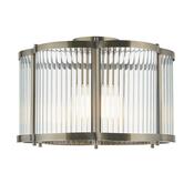 elegant antique brass scalloped flush ceiling light with ribbed glass - Stillorgan Decor image