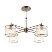 timeless antique brass four light pendant with clear ribbed glass shades - Stillorgan Decor image