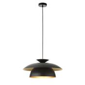 striking matt black pendant with satin brass layered shade - Stillorgan Decor image