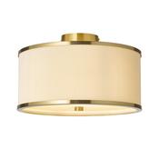 elegant brushed aged brass flush ceiling light with ivory micro pleated shade - Stillorgan Decor image