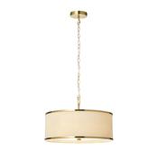 elegant brushed aged brass three light pendant with ivory micro pleated shade - Stillorgan Decor image