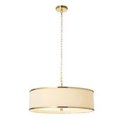 elegant brushed aged brass five light pendant with ivory micro pleated shade - Stillorgan Decor image
