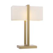 stylish brushed aged brass table lamp with ivory cotton mix shade - Stillorgan Decor image
