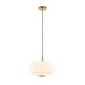 brushed aged brass pendant light with opal ribbed glass - Stillorgan Decor image