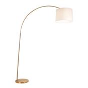 statement warm brass arch floor lamp with natural fabric shade - Stillorgan Decor image