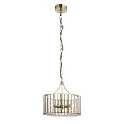 sophisticated antique brass three light pendant with clear glass inserts - Stillorgan Decor image