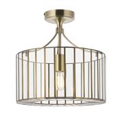 sophisticated antique brass flush ceiling light with clear glass inserts - Stillorgan Decor image