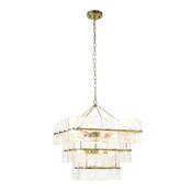 striking aged brass 10 light pendant with clear textured glass - Stillorgan Decor image