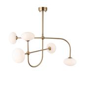 striking brushed aged brass five light pendant with opal glass shades - Stillorgan Decor image