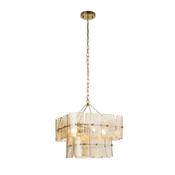 elegant aged brass 4 light pendant with champagne textured glass - Stillorgan Decor image