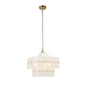 refined aged brass 4 light pendant with white textured glass - Stillorgan Decor image