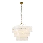 refined aged brass 10 light pendant with white textured glass - Stillorgan Decor image