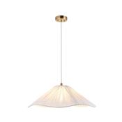 brushed aged brass grand pendant with vintage white scalloped shade - Stillorgan Decor image