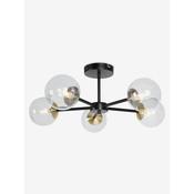 made.com globe black and antique brass five light semi flush ceiling light - Stillorgan Decor image