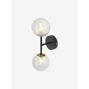 made.com globe black and antique brass two light wall light with grey glass - Stillorgan Decor image
