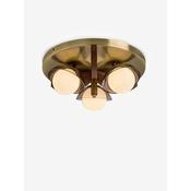 made.com layla walnut wood three light flush ceiling light with smoked glass - Stillorgan Decor image