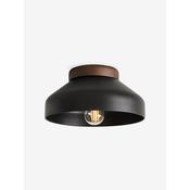 made.com albert matt black flush ceiling light with dark wood detail - Stillorgan Decor image