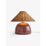 made.com nora burgundy ceramic table lamp with natural rattan shade - Stillorgan Decor image