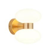 striking warm brass two light wall light with opal glass shades - Stillorgan Decor image