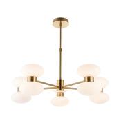 striking warm brass ten light pendant with opal glass shades - Stillorgan Decor image