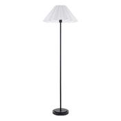 timeless matt black floor lamp with vintage white scalloped shade - Stillorgan Decor image
