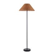 natural matt black floor lamp with warm brown rattan shade - Stillorgan Decor image