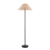 natural matt black floor lamp with natural rattan shade - Stillorgan Decor image