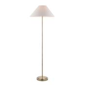refined antique brass floor lamp with natural linen shade - Stillorgan Decor image