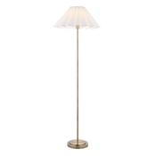 timeless antique brass floor lamp with vintage white scalloped shade - Stillorgan Decor image