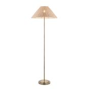 natural antique brass floor lamp with natural rattan shade - Stillorgan Decor image