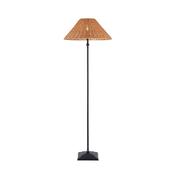 elegant warm brown rattan floor lamp with matt black frame - Stillorgan Decor image