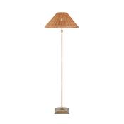 elegant warm brown rattan floor lamp with antique brass frame - Stillorgan Decor image