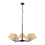 timeless natural rattan five light pendant with matt black frame - Stillorgan Decor image