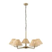 elegant natural rattan five light pendant with antique brass frame - Stillorgan Decor image