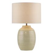 green ceramic &amp; antique brass table lamp with ivory linen shade - Stillorgan Decor image