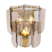natural brass three light wall light with layered tea smoked glass - Stillorgan Decor image