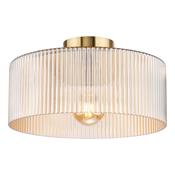 antique bronze flush ceiling light with champagne ribbed glass - Stillorgan Decor image