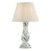 elegant green botanical candlestick style ceramic table lamp with ivory pleated shade - Stillorgan Decor image