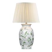 elegant green botanical ceramic table lamp with ivory pleated shade - Stillorgan Decor image