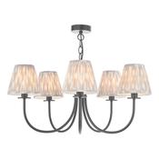 statement matt black five light pendant with taupe ikat shades - Stillorgan Decor image