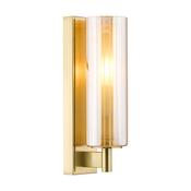 refined natural brass bathroom wall light with amber ribbed glass - Stillorgan Decor image