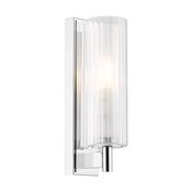 refined polished chrome bathroom wall light with ribbed glass - Stillorgan Decor image