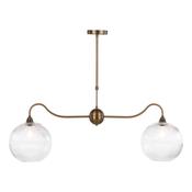refined antique bronze two light bar pendant with ribbed globe glass - Stillorgan Decor image