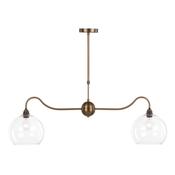 versatile antique bronze two light bar pendant with clear globe glass - Stillorgan Decor image