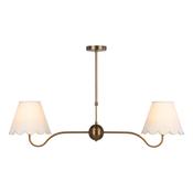 elegant antique bronze two light bar pendant with ivory scalloped shades - Stillorgan Decor image