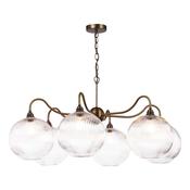 grand antique bronze six light pendant with ribbed glass globe shades - Stillorgan Decor