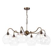 grand antique bronze six light pendant with large clear globe glass - Stillorgan Decor image