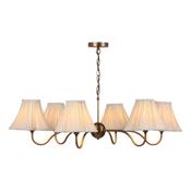elegant antique bronze six light pendant with taupe pleated scallop shades - Stillorgan Decor image