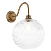 refined antique bronze wall light with ribbed glass globe shade - Stillorgan Decor