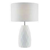 elegant white ceramic table lamp with white linen shade - Stillorgan Decor image